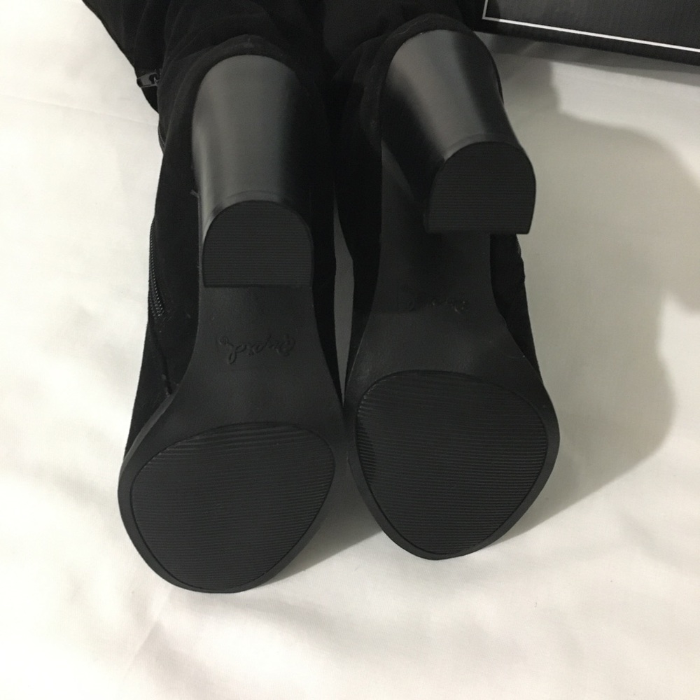 πHost Pickπ Qupid Black Suede Knee High Boots w/Cuff New/Box - Picture 6 of 8